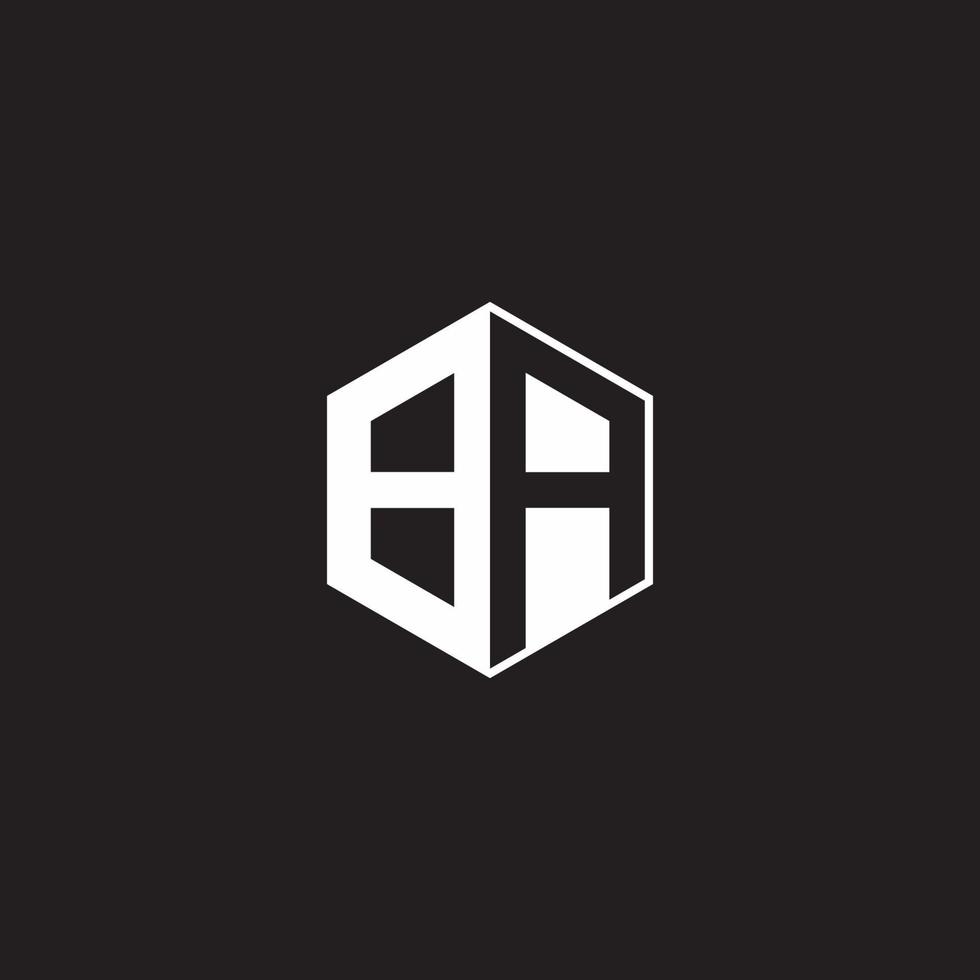 BA Logo monogram hexagon with black background negative space style vector