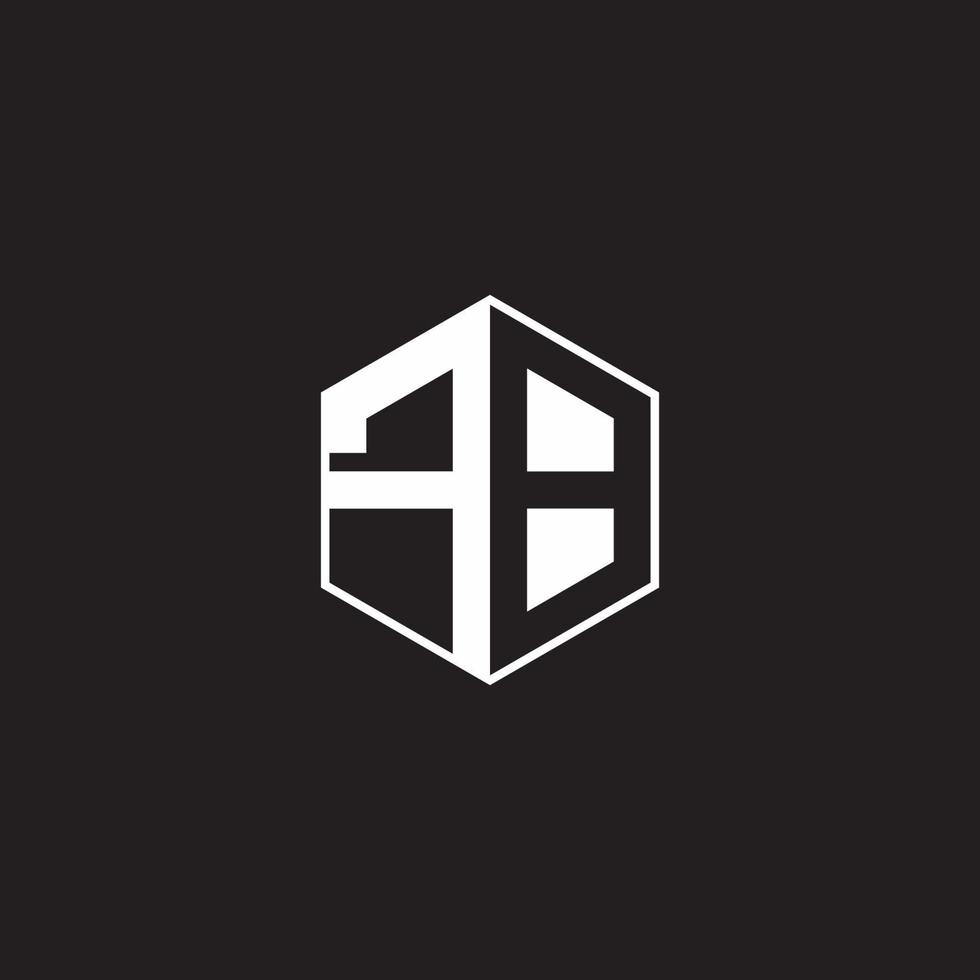 FB Logo monogram hexagon with black background negative space style vector