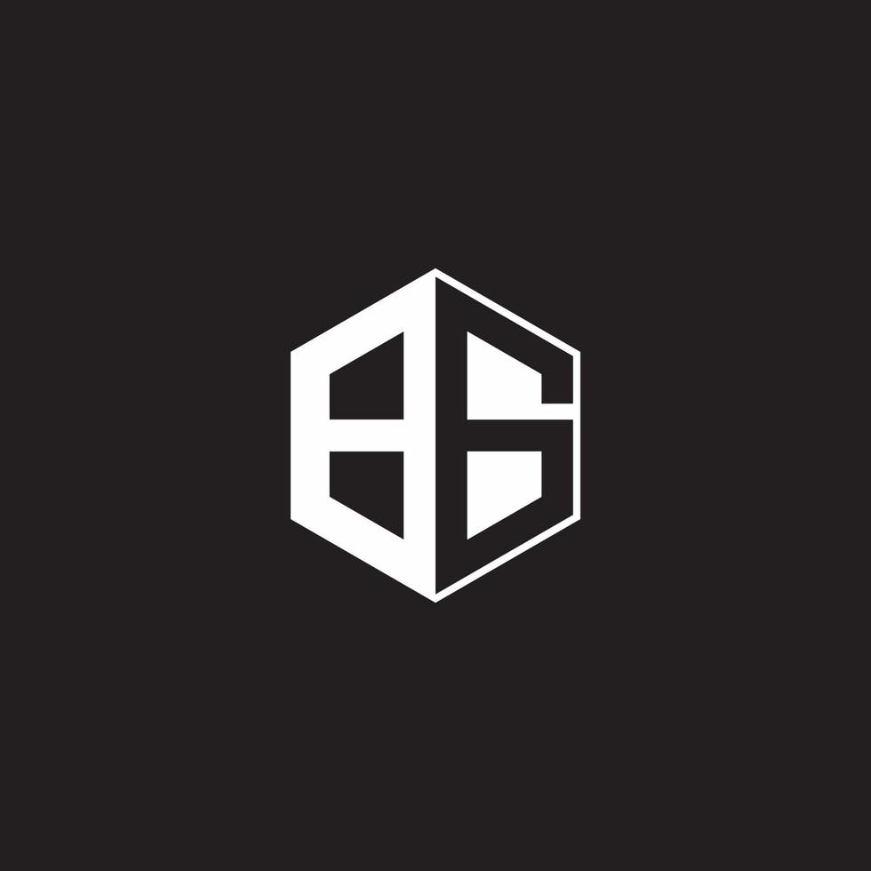 BG Logo monogram hexagon with black background negative space style vector