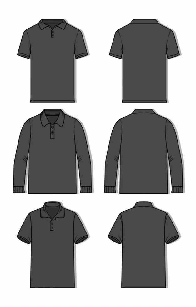 Outlined Black Polo T-Shirt Mock Up vector