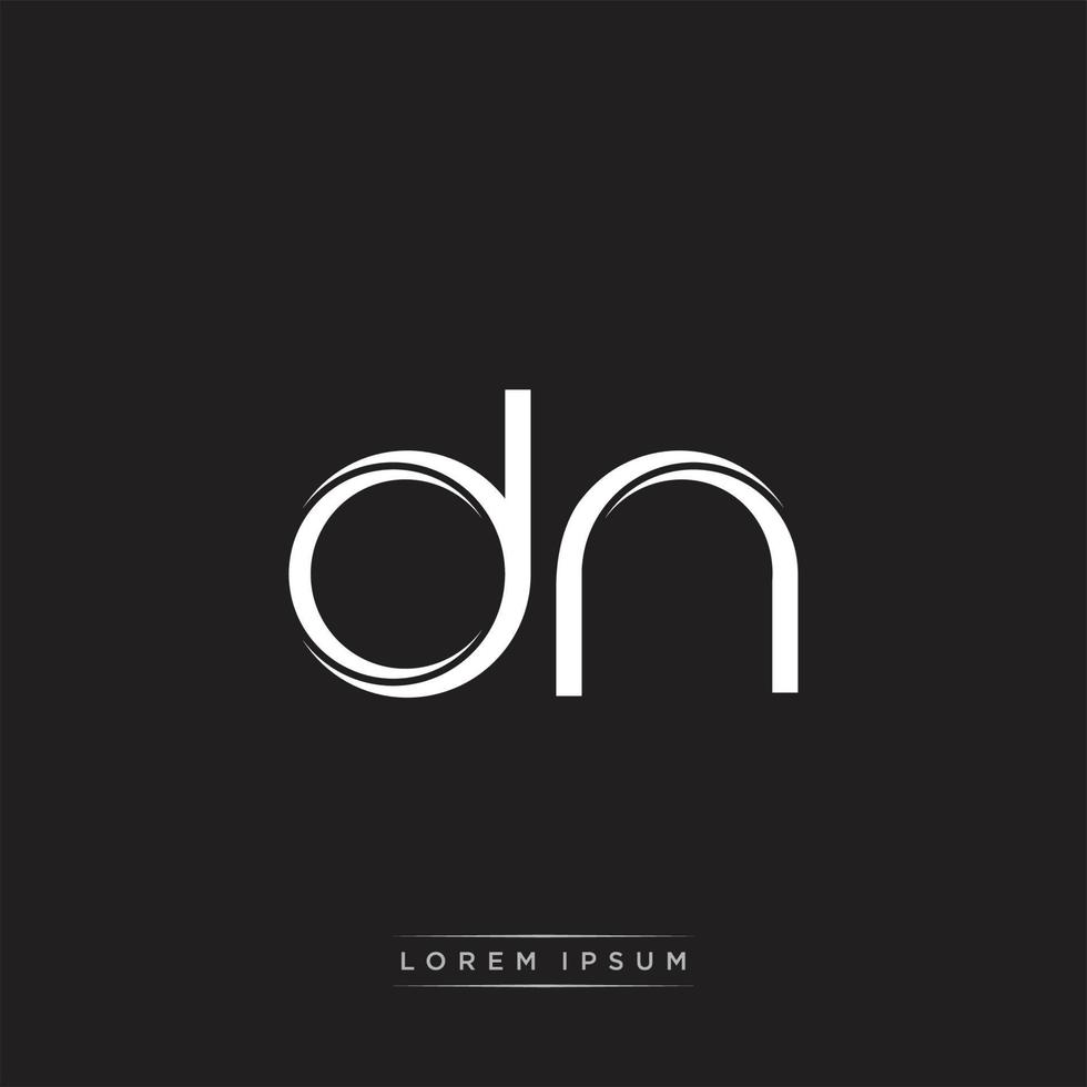 DN Initial Letter Split Lowercase Logo Modern Monogram Template Isolated on Black White vector