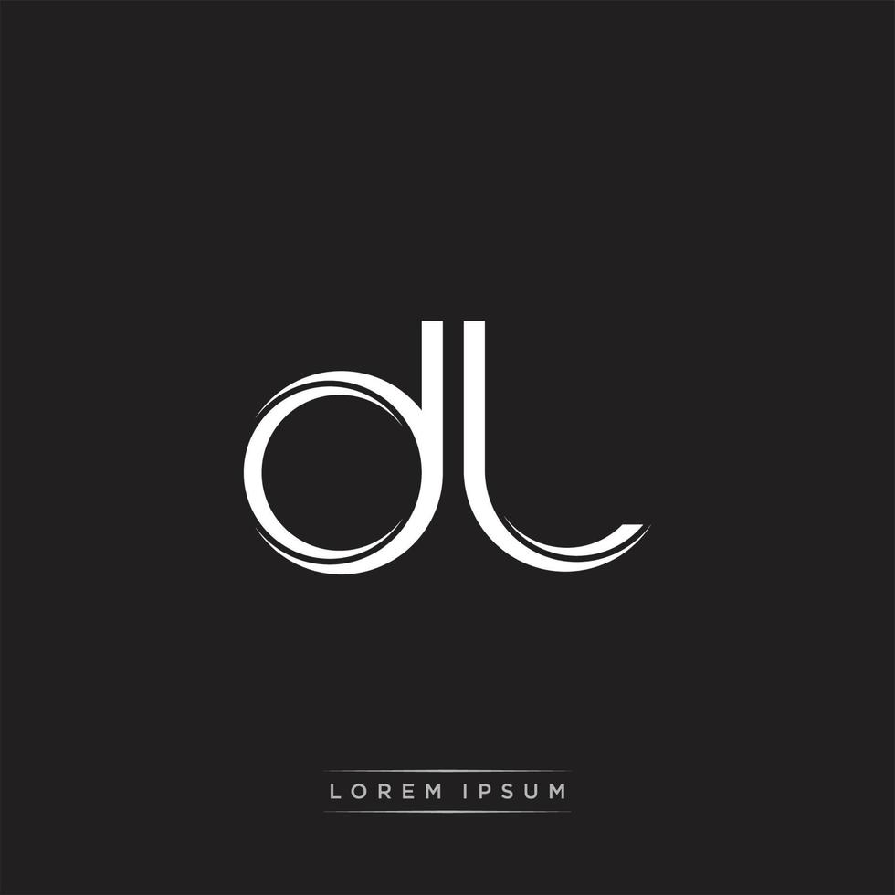 DL Initial Letter Split Lowercase Logo Modern Monogram Template Isolated on Black White vector