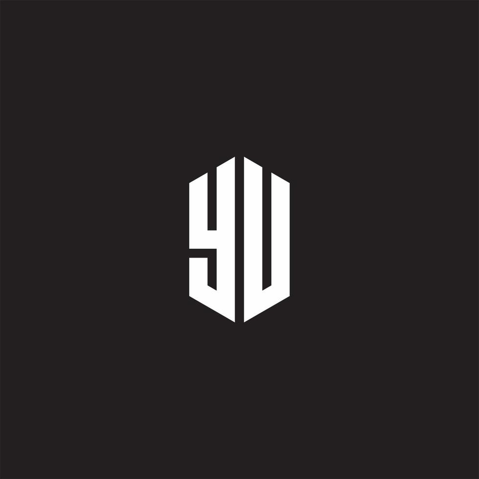 YU Logo monogram with hexagon shape style design template vector