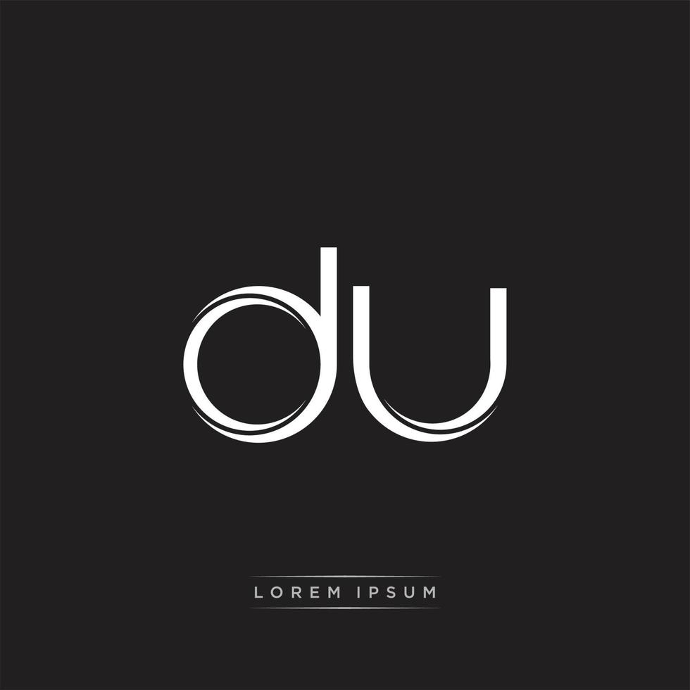 DU Initial Letter Split Lowercase Logo Modern Monogram Template Isolated on Black White vector