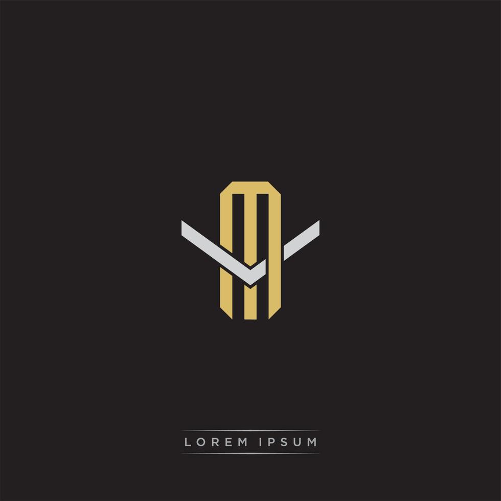 MV Initial letter overlapping interlock logo monogram line art style vector