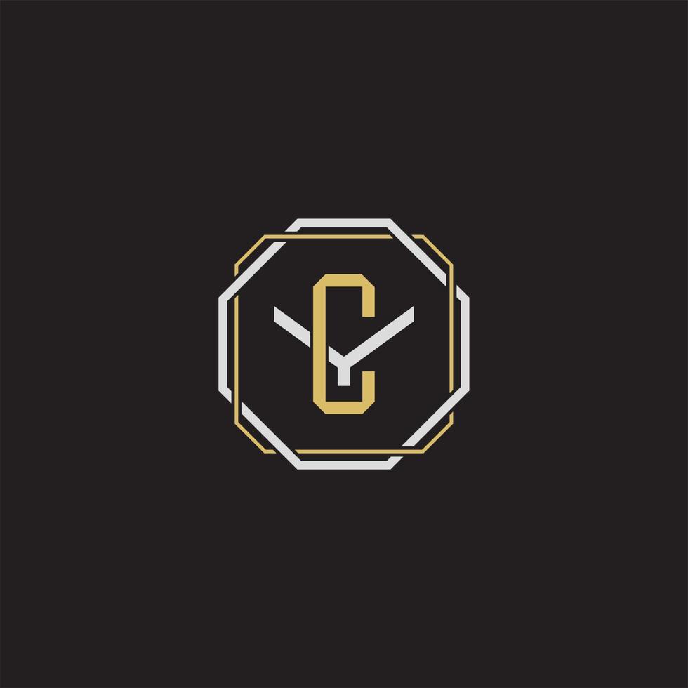 CY Initial letter overlapping interlock logo monogram line art style vector