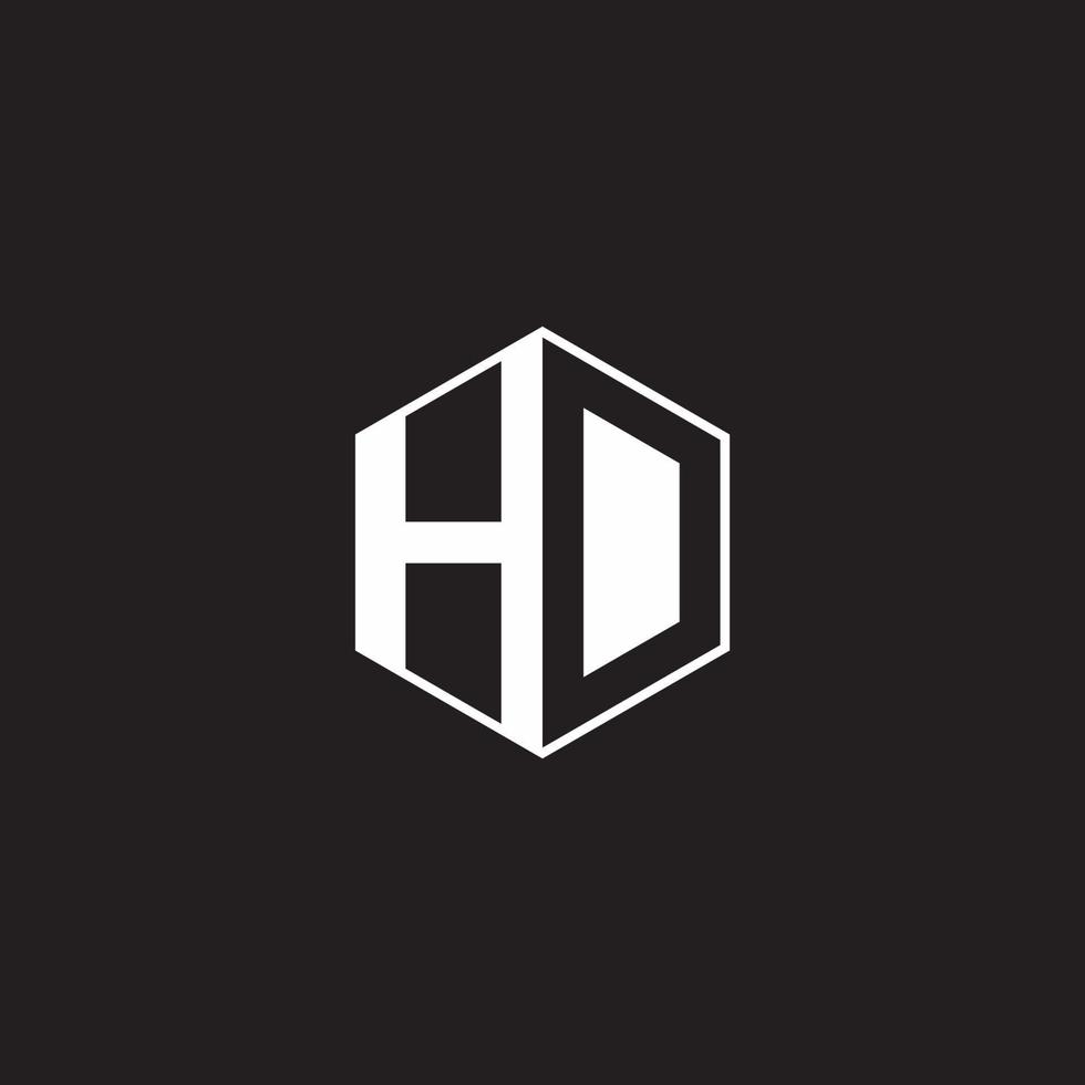 HD Logo monogram hexagon with black background negative space style vector