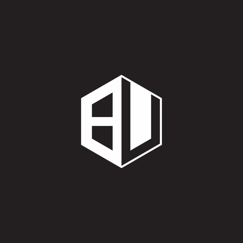 BU Logo monogram hexagon with black background negative space style vector