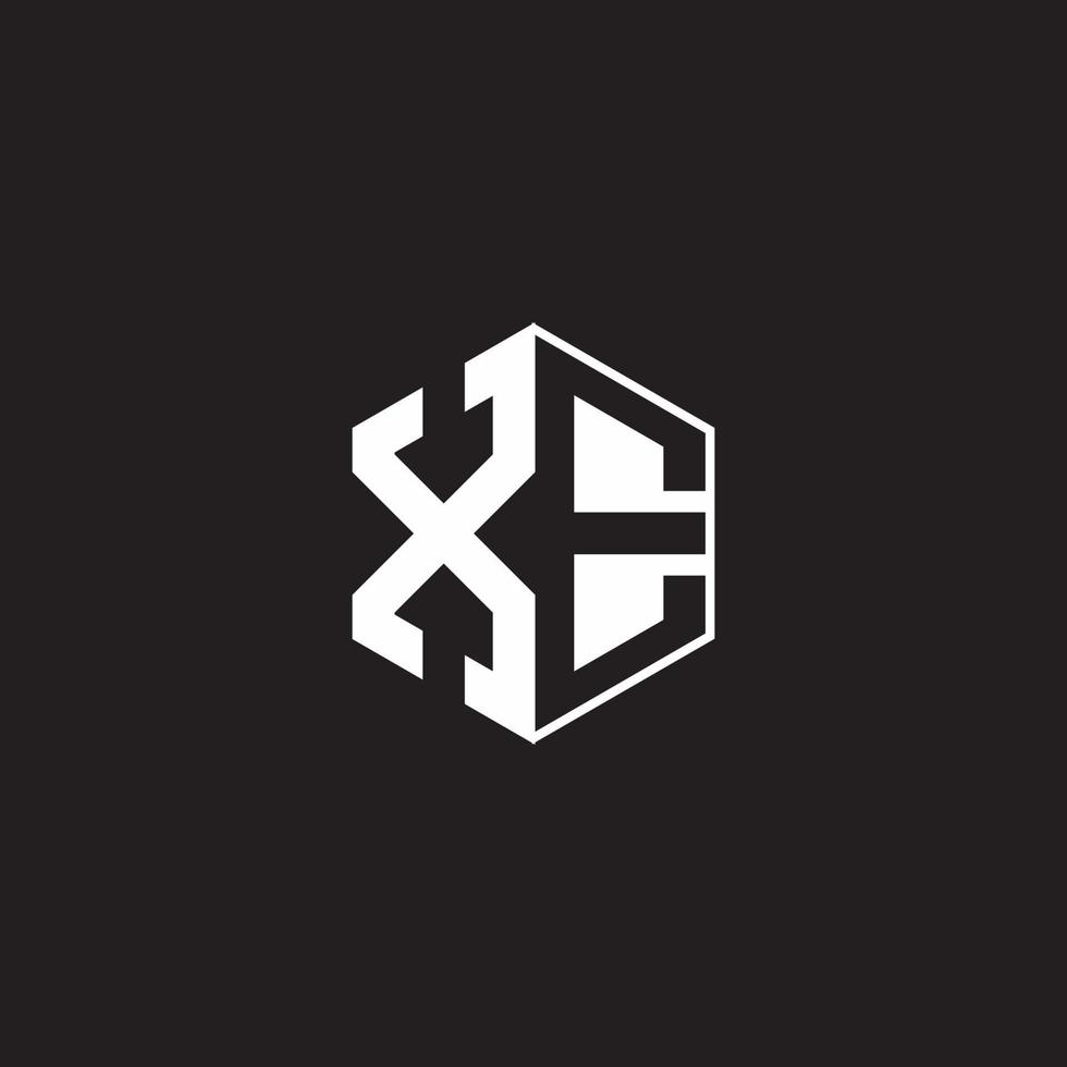 XE Logo monogram hexagon with black background negative space style vector