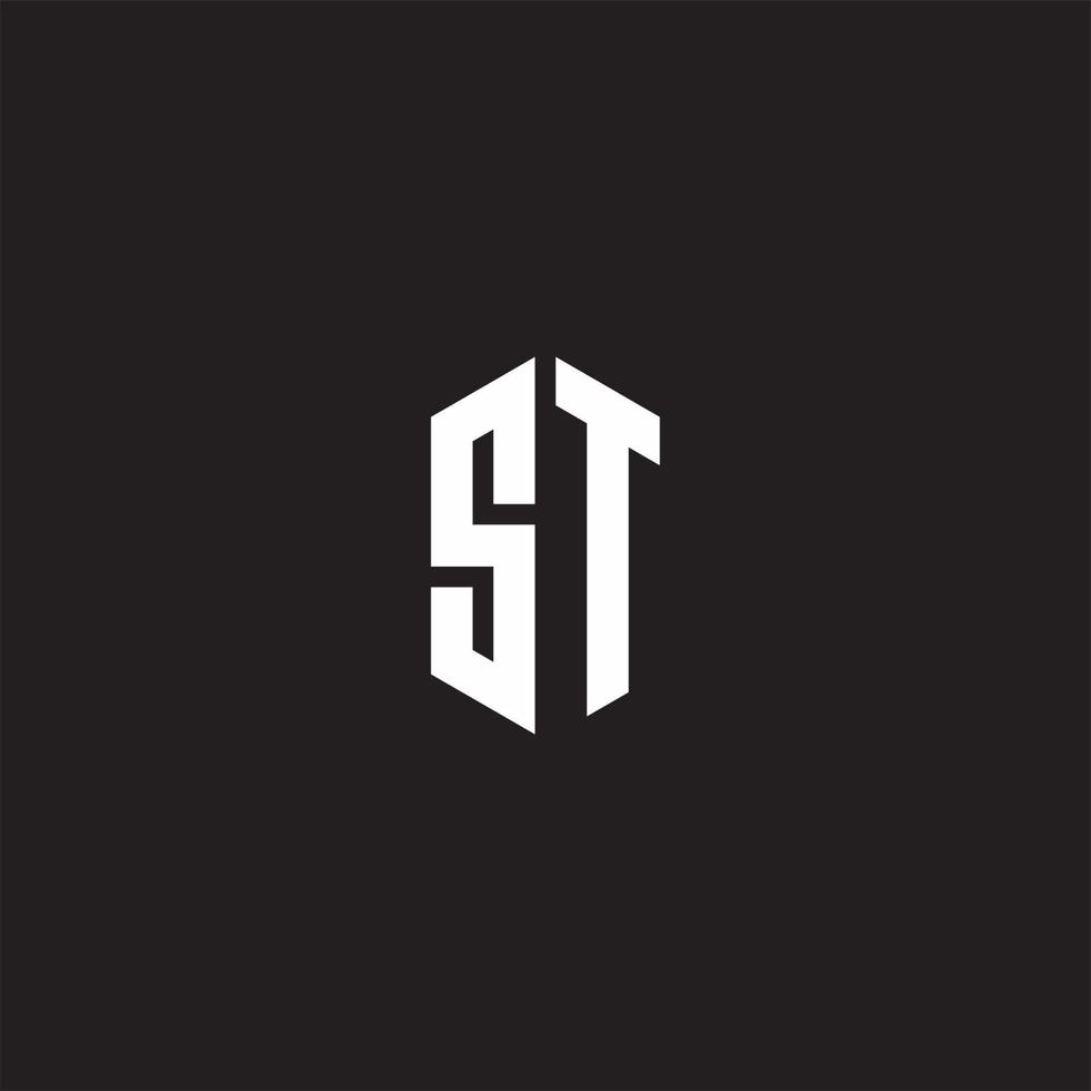 ST Logo monogram with hexagon shape style design template vector