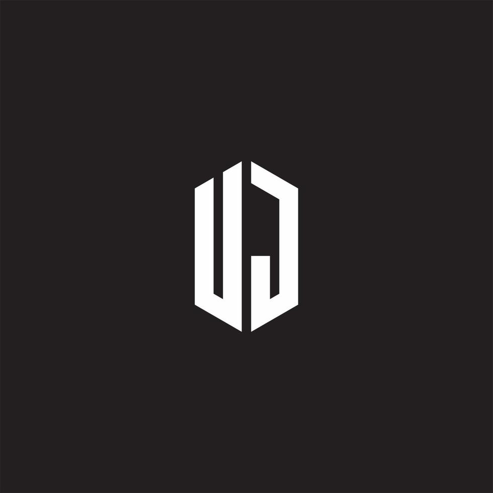UJ Logo monogram with hexagon shape style design template vector