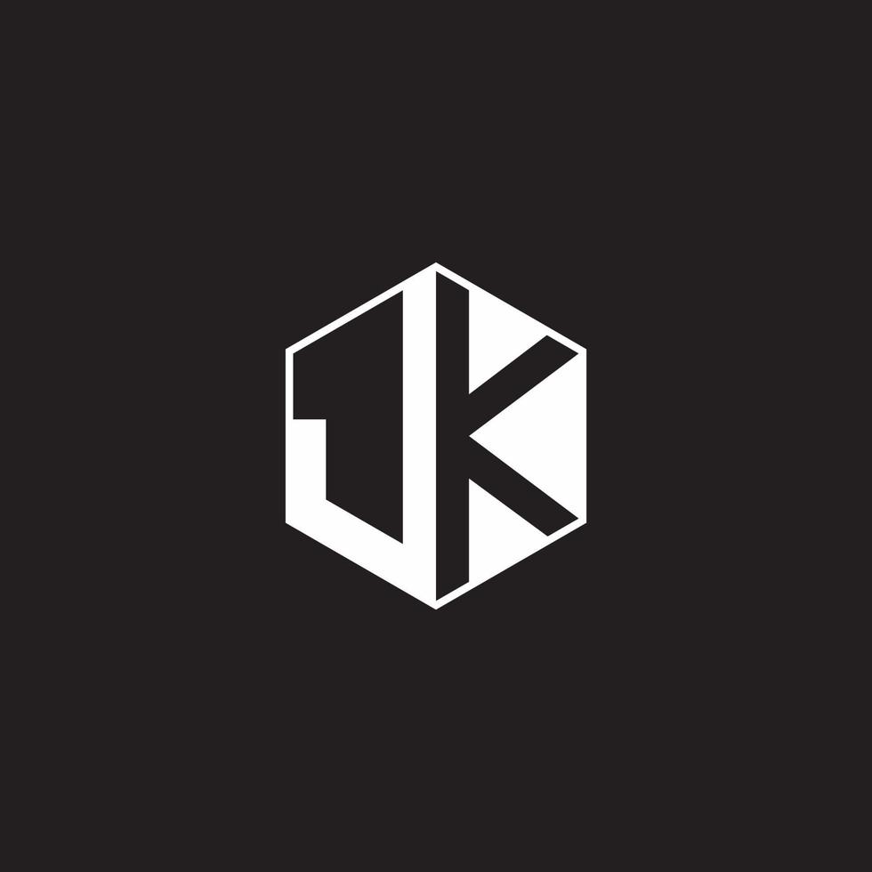 JK Logo monogram hexagon with black background negative space style vector