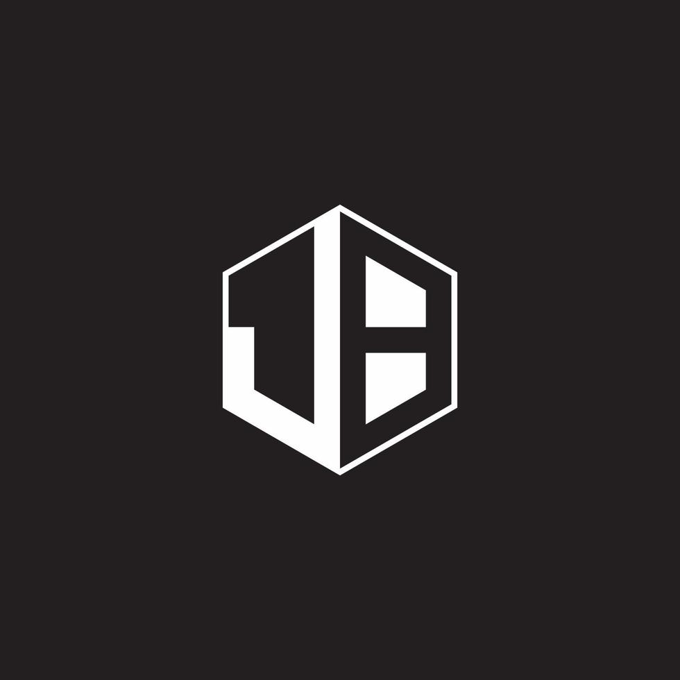 JB Logo monogram hexagon with black background negative space style vector