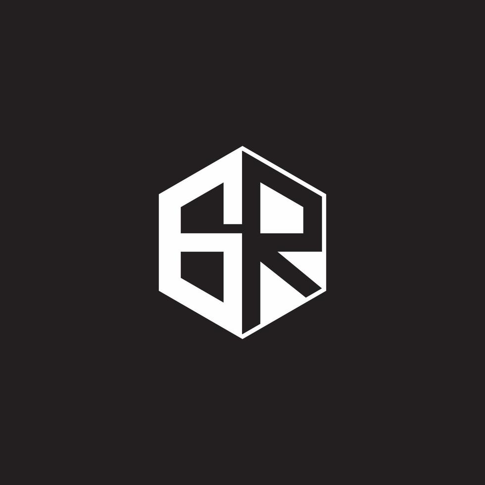 GR Logo monogram hexagon with black background negative space style vector