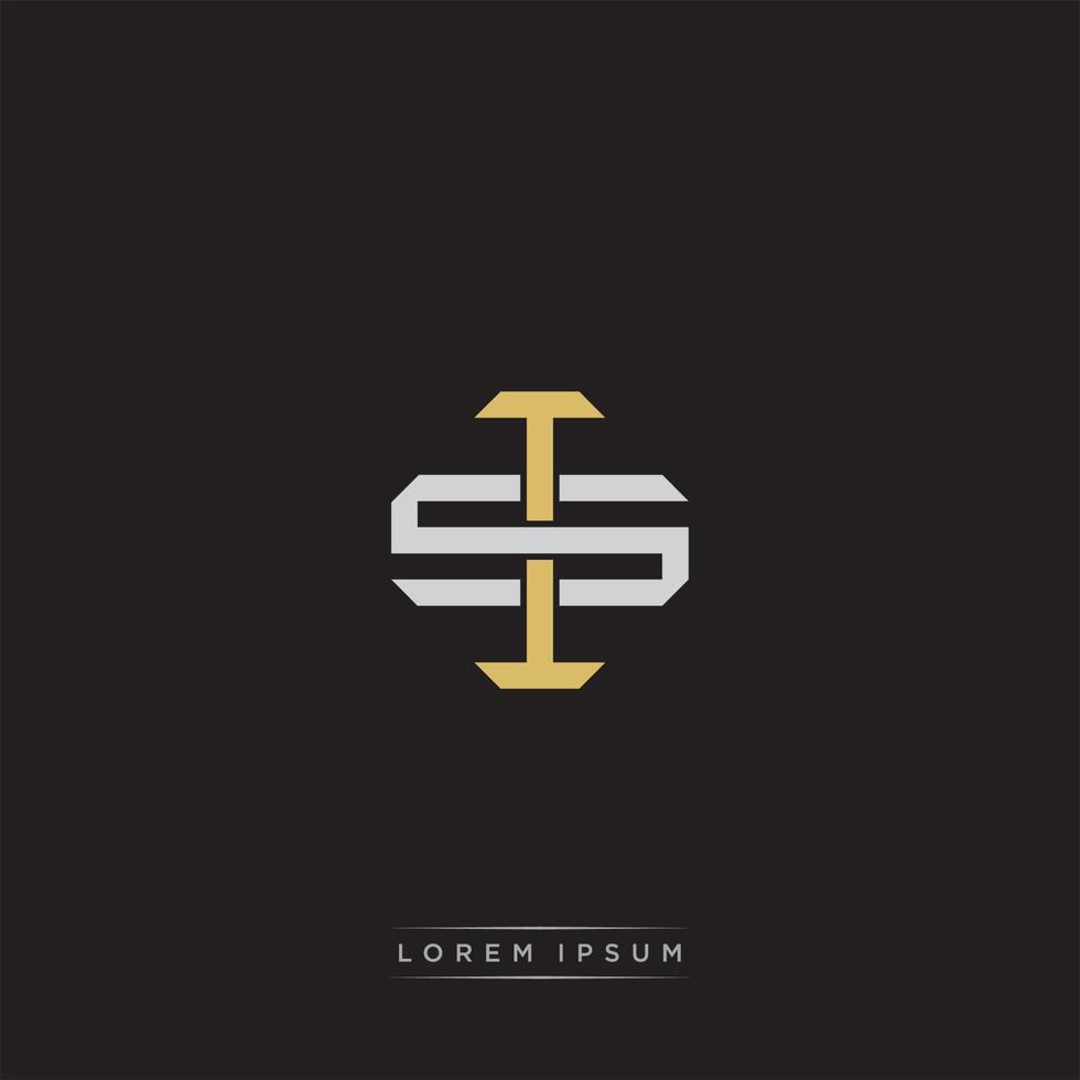 IS Initial letter overlapping interlock logo monogram line art style vector