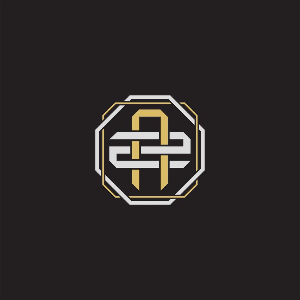 AZ Initial letter overlapping interlock logo monogram line art style vector