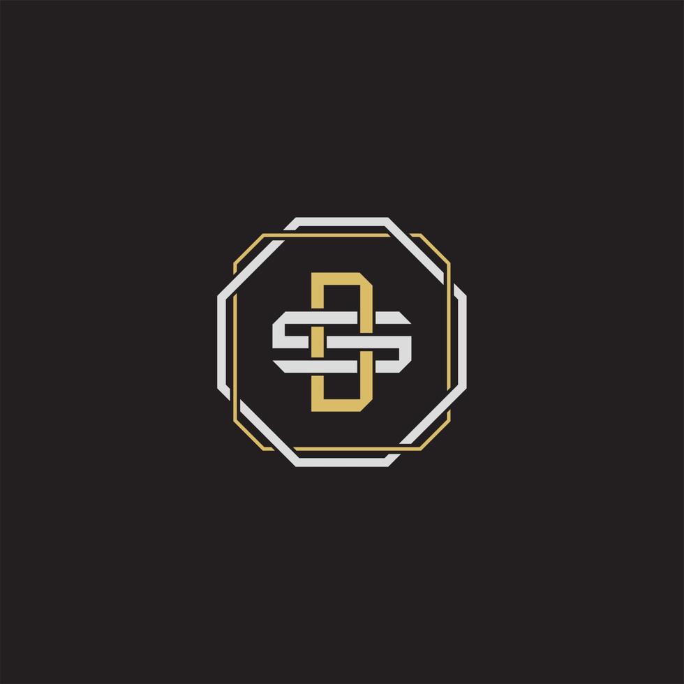 DS Initial letter overlapping interlock logo monogram line art style vector