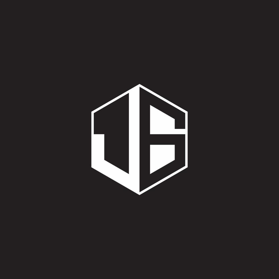 JG Logo monogram hexagon with black background negative space style vector