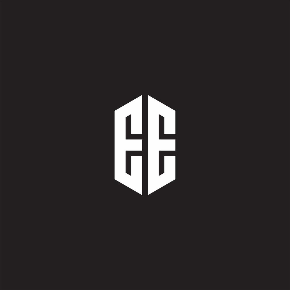 EE Logo monogram with hexagon shape style design template vector