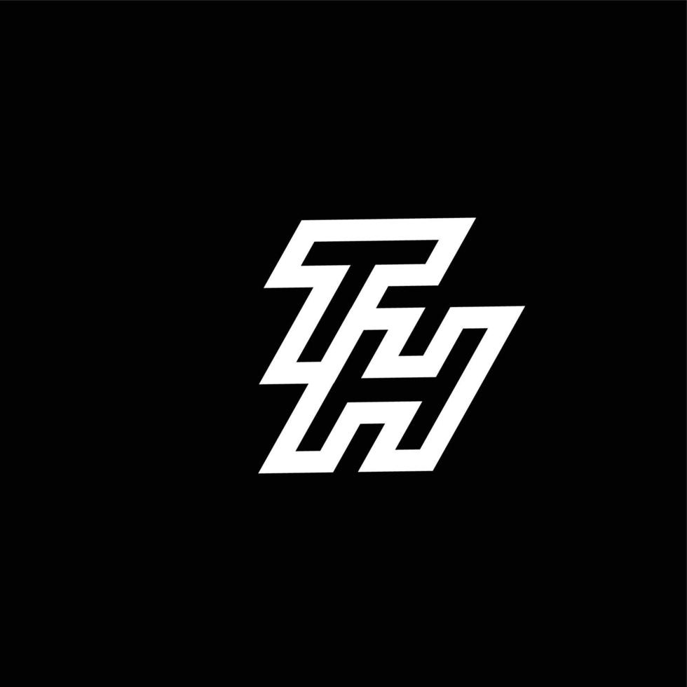 TH logo monogram with up to down style negative space design template vector