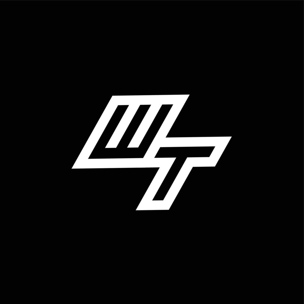 WT logo monogram with up to down style negative space design template vector