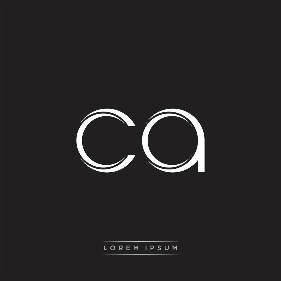 CA Initial Letter Split Lowercase Logo Modern Monogram Template Isolated on Black White vector