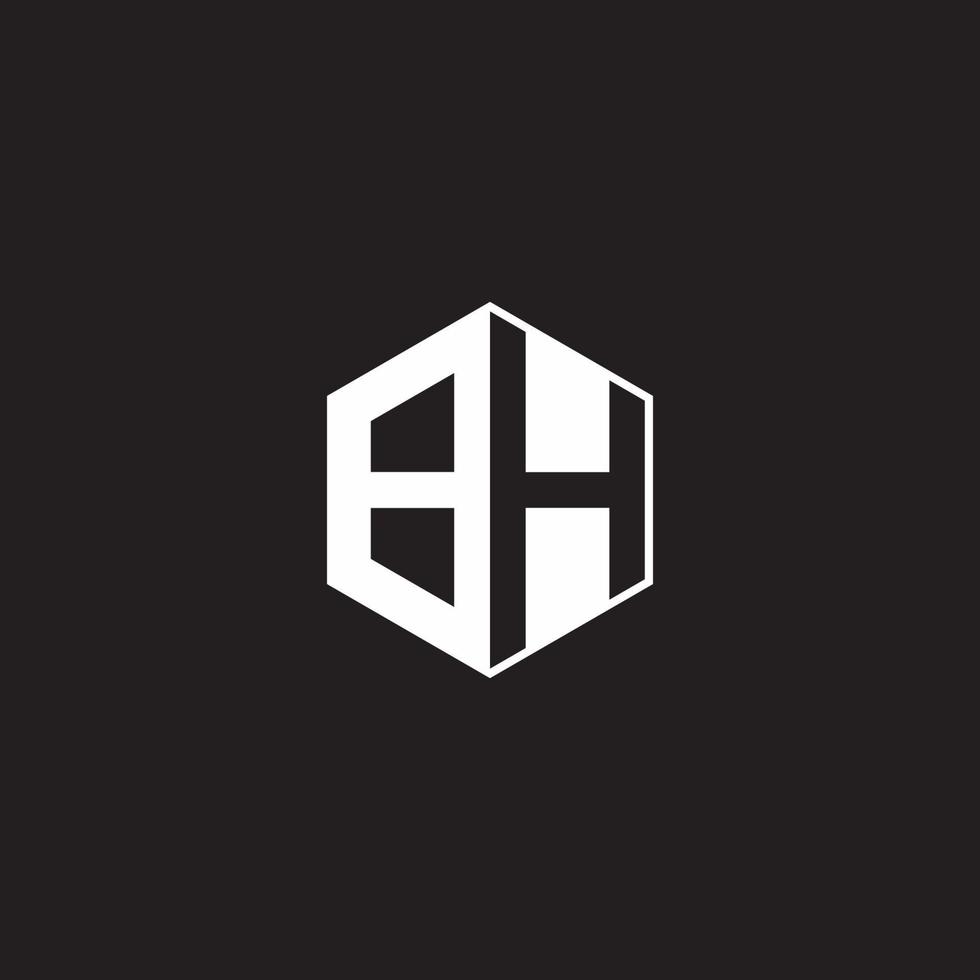 BH Logo monogram hexagon with black background negative space style vector