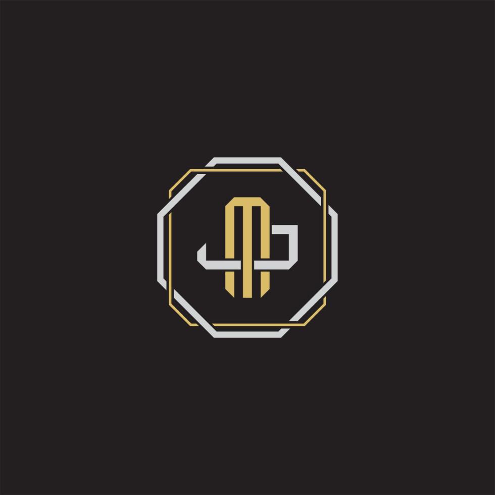 MJ Initial letter overlapping interlock logo monogram line art style vector