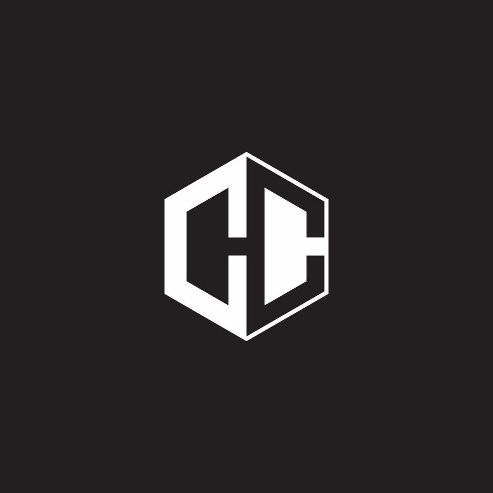 CB Logo monogram hexagon with black background negative space style vector