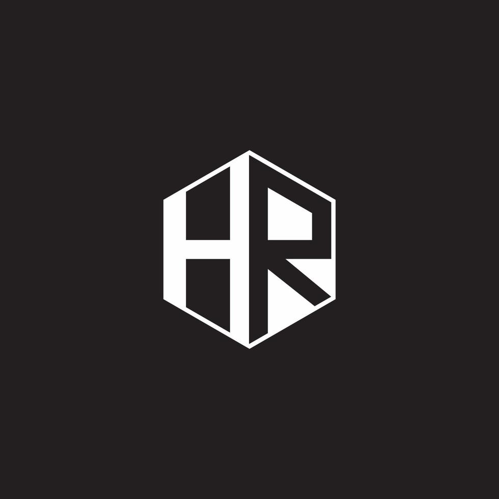 HR Logo monogram hexagon with black background negative space style vector
