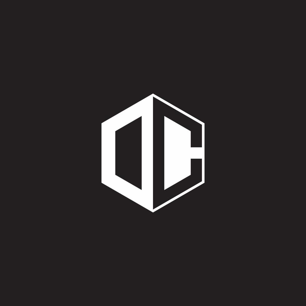 DC Logo monogram hexagon with black background negative space style vector