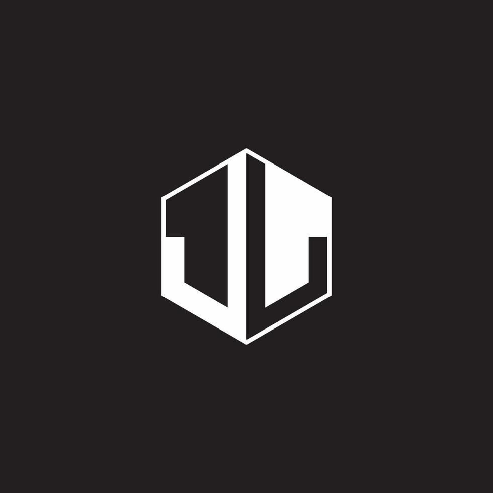 JL Logo monogram hexagon with black background negative space style vector