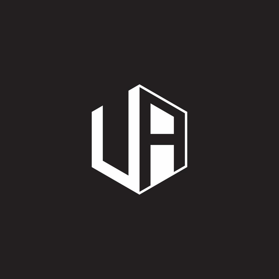 UA Logo monogram hexagon with black background negative space style vector