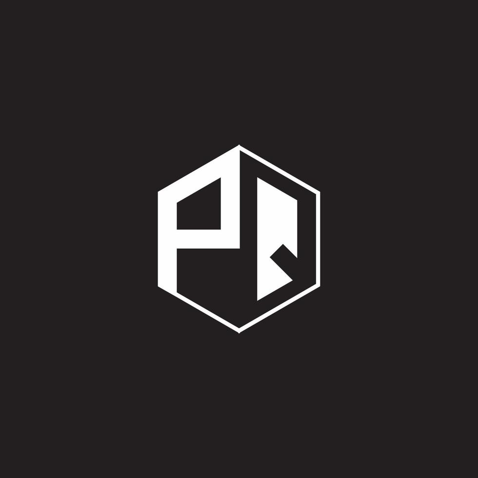 PQ Logo monogram hexagon with black background negative space vector