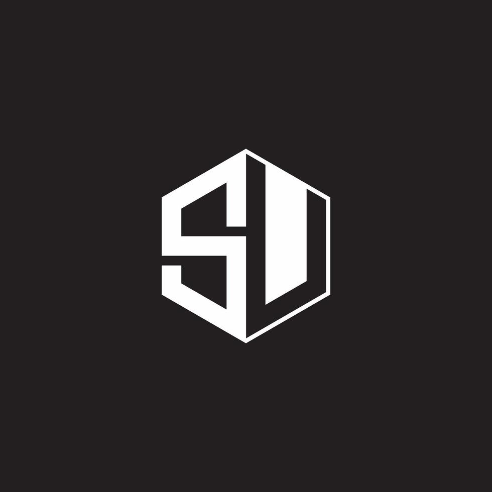 su logo monograma hexágono con negro antecedentes negativo espacio estilo vector