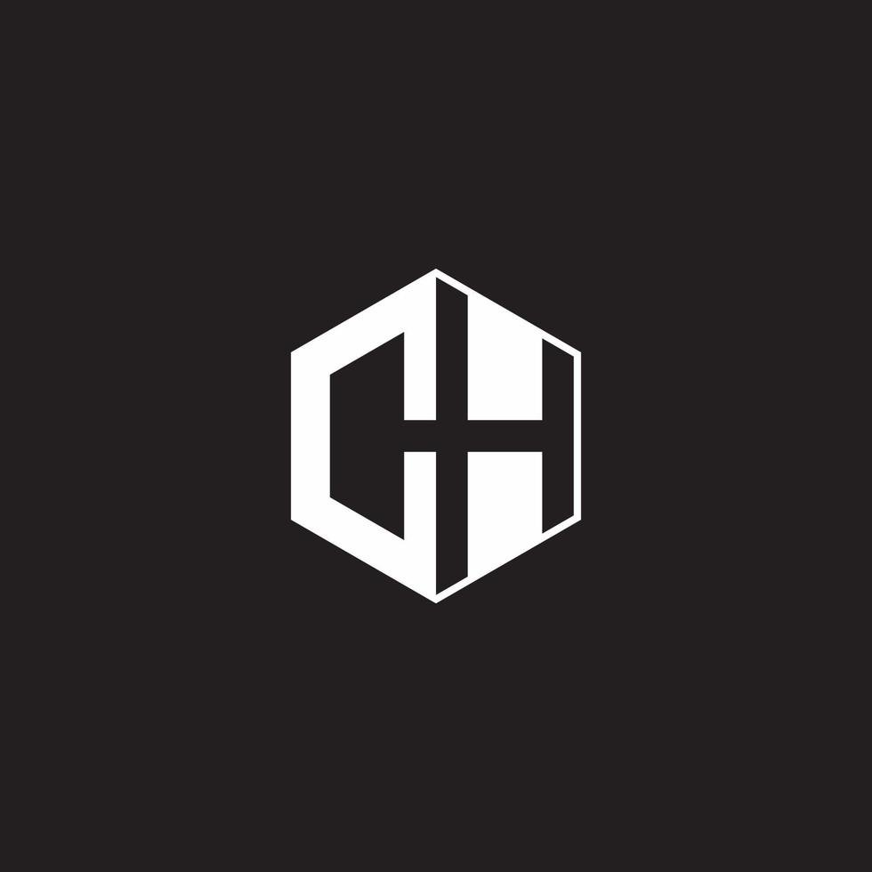 CH Logo monogram hexagon with black background negative space style vector