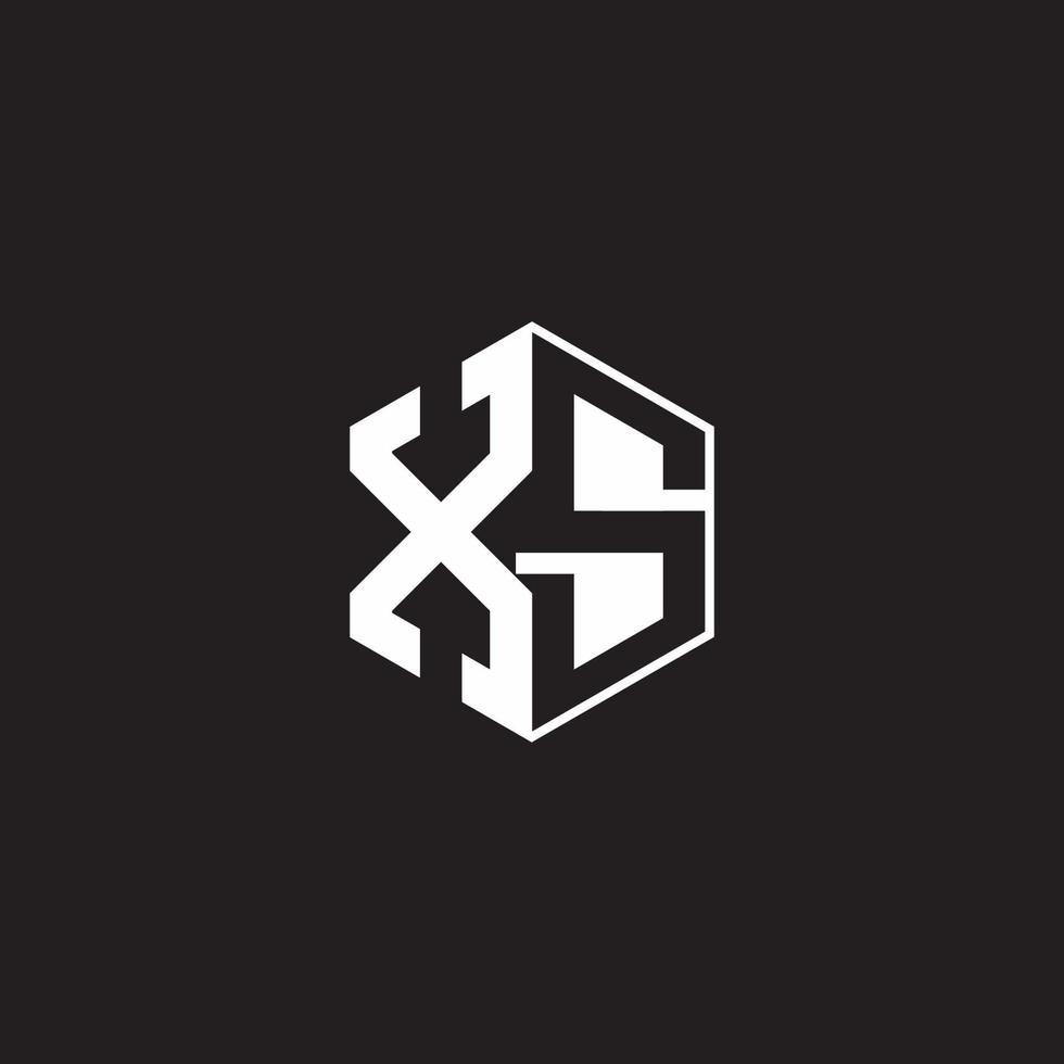 xs logo monograma hexágono con negro antecedentes vector