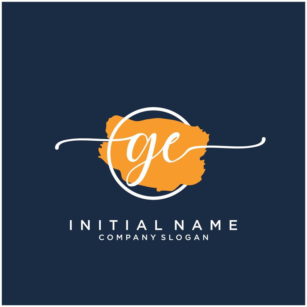Initial GE feminine logo collections template. handwriting logo of initial signature, wedding, fashion, jewerly, boutique, floral and botanical with creative template for any company or business. vector