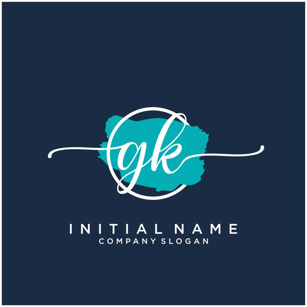 Initial GK feminine logo collections template. handwriting logo of initial signature, wedding, fashion, jewerly, boutique, floral and botanical with creative template for any company or business. vector