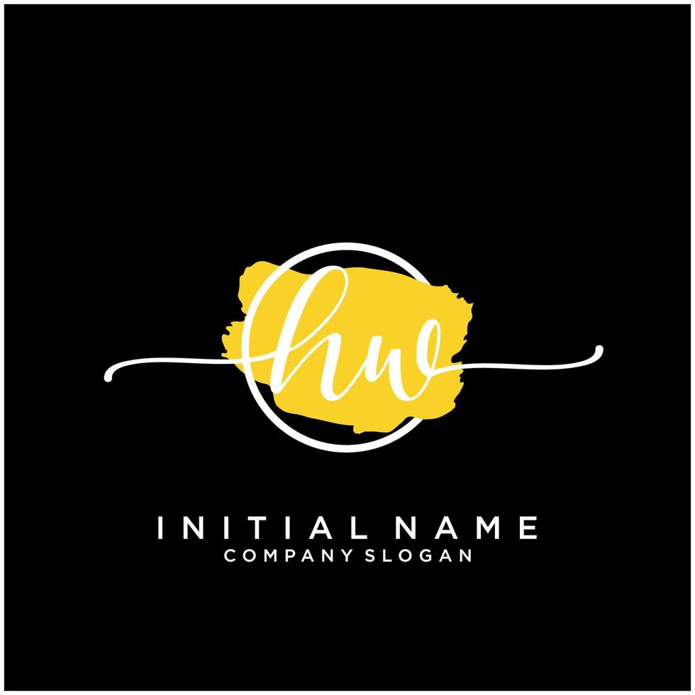 Initial HW feminine logo collections template. handwriting logo of initial signature, wedding, fashion, jewerly, boutique, floral and botanical with creative template for any company or business. vector