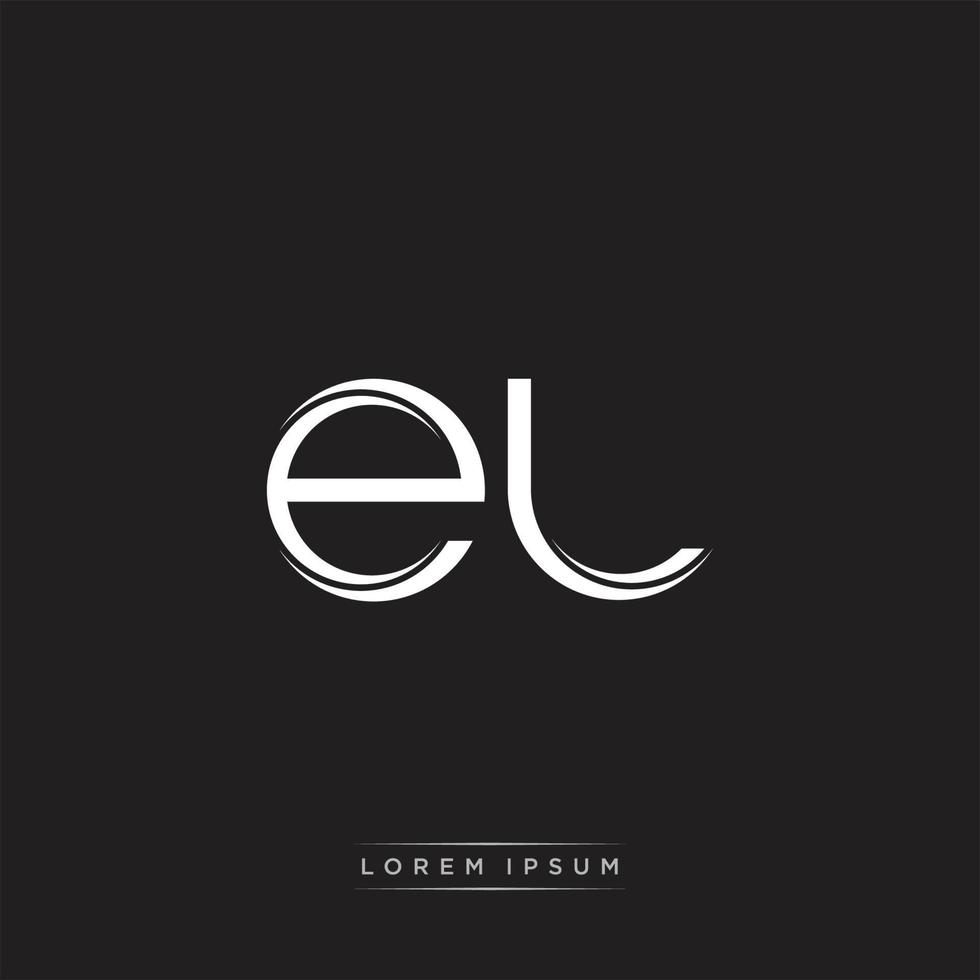 EL Initial Letter Split Lowercase Logo Modern Monogram Template Isolated on Black White vector