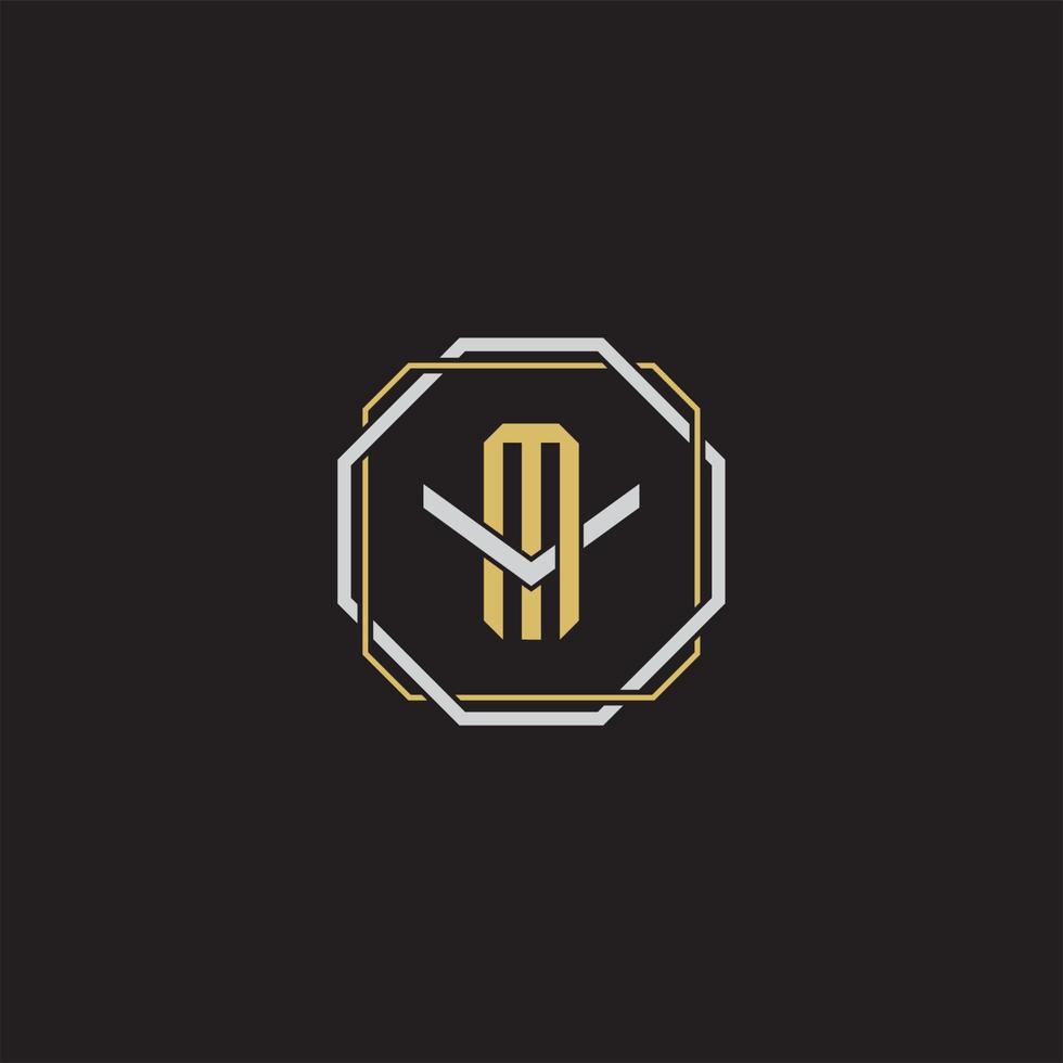 MV Initial letter overlapping interlock logo monogram line art style vector