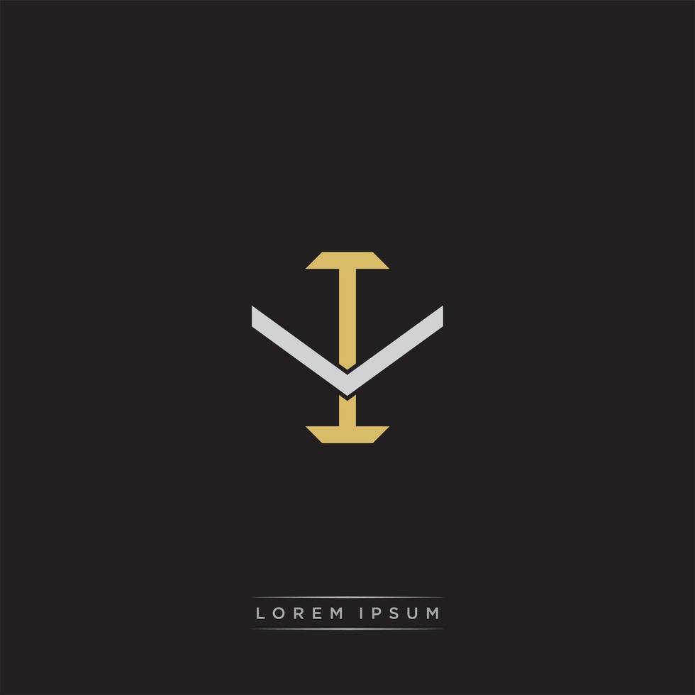 IV Initial letter overlapping interlock logo monogram line art style vector