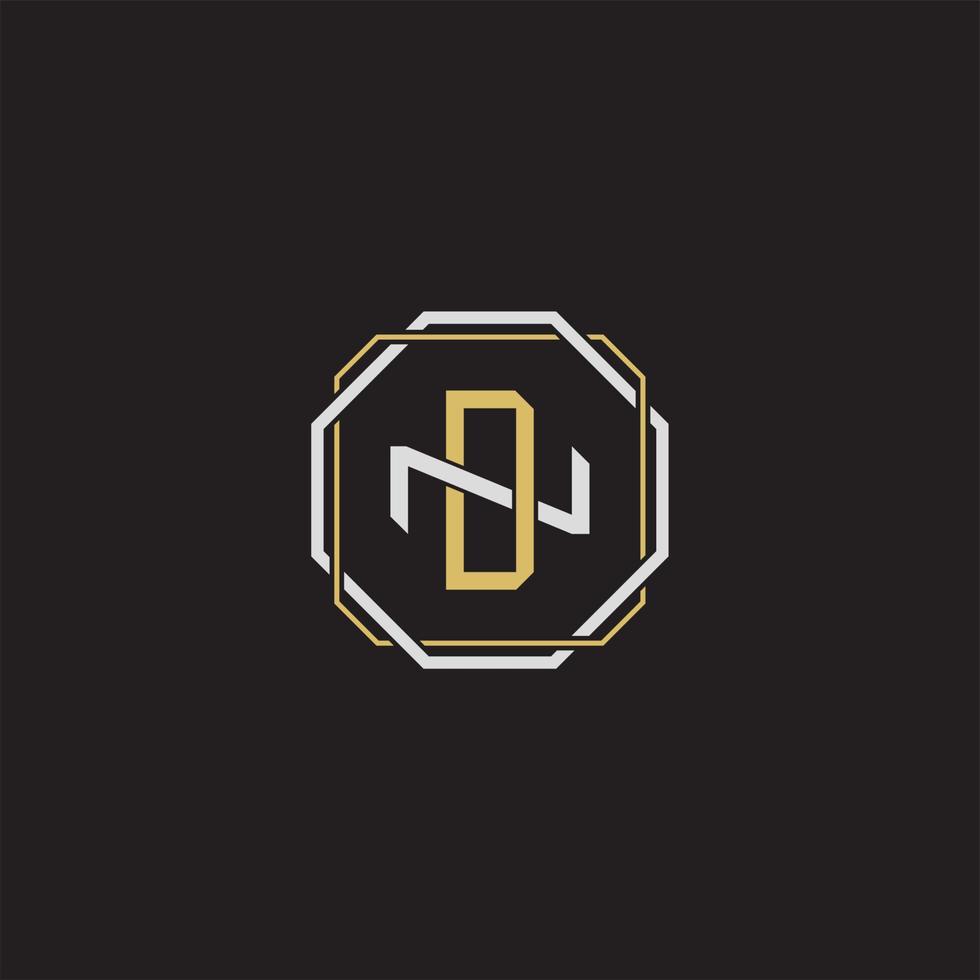 DN Initial letter overlapping interlock logo monogram line art style vector