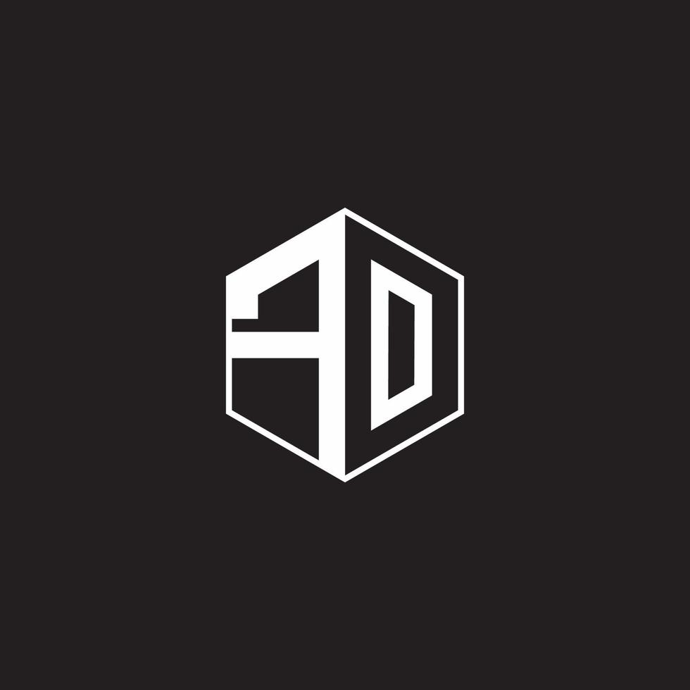 FO Logo monogram hexagon with black background negative space style vector
