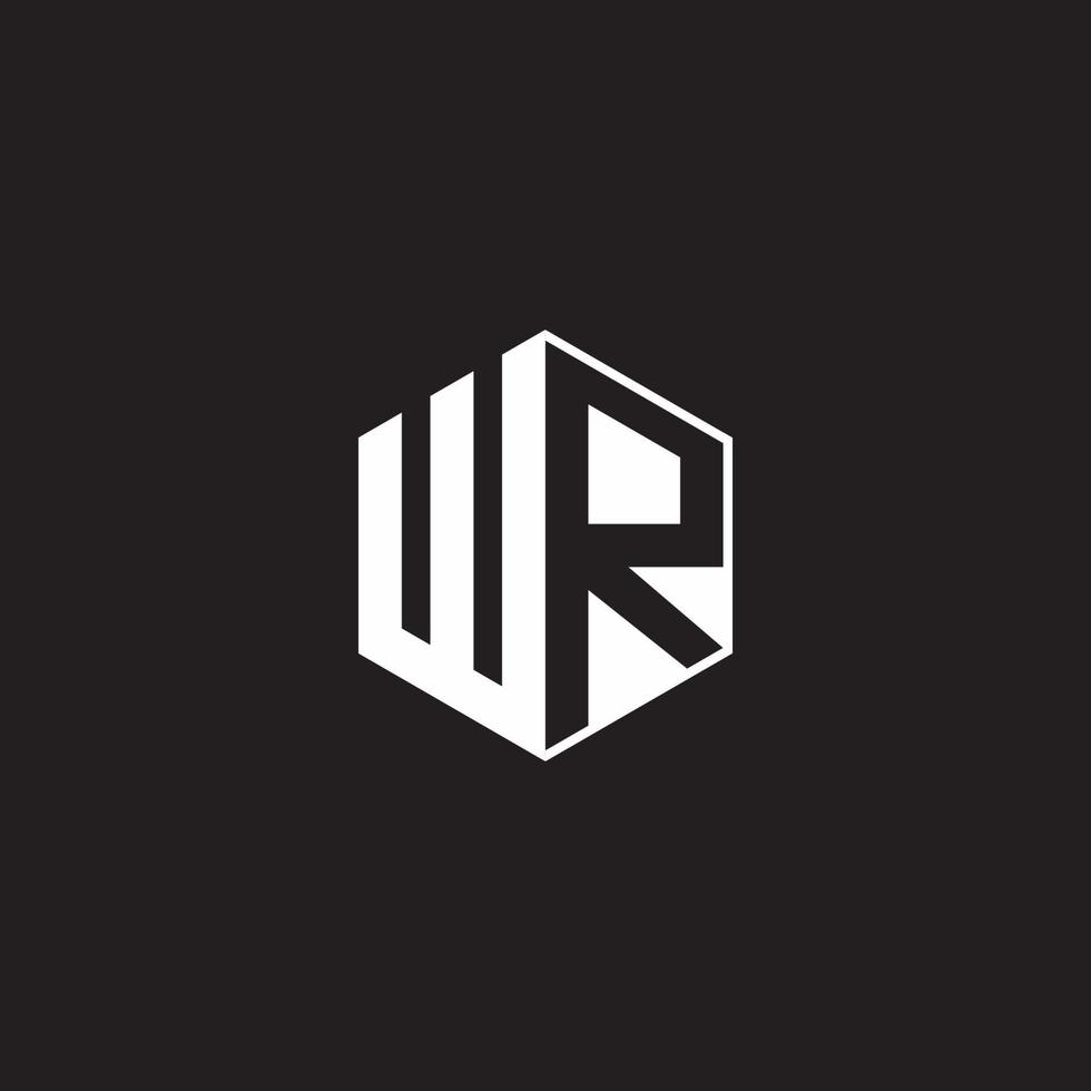 WR Logo monogram hexagon with black background negative space style vector