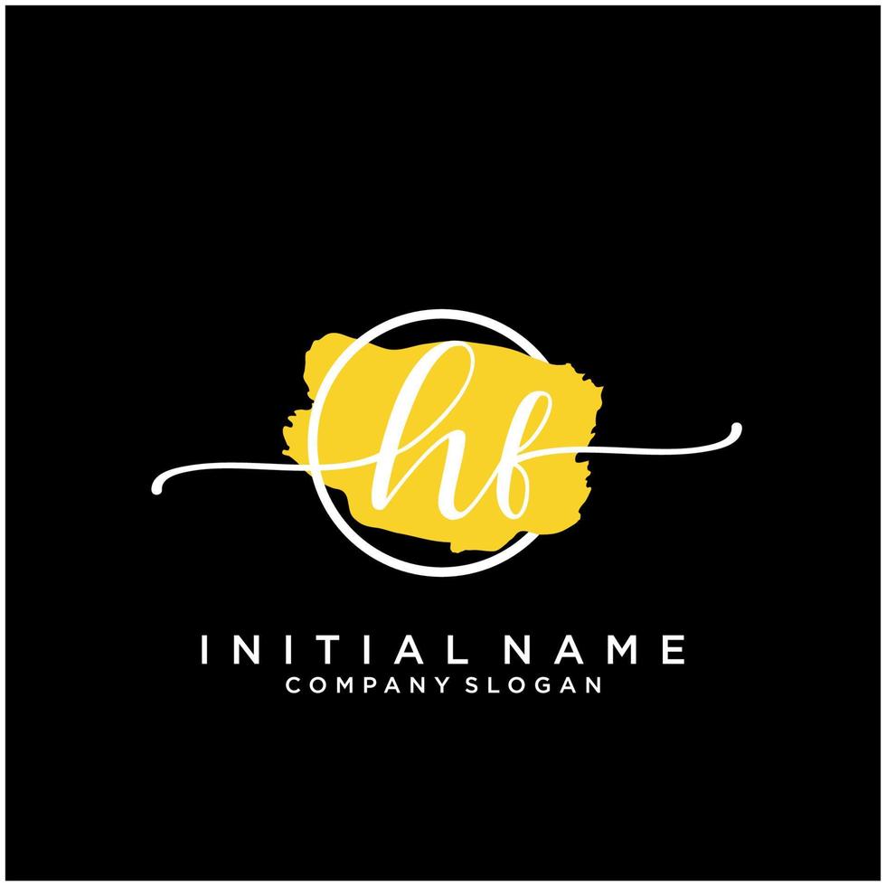 Initial HF feminine logo collections template. handwriting logo of initial signature, wedding, fashion, jewerly, boutique, floral and botanical with creative template for any company or business. vector