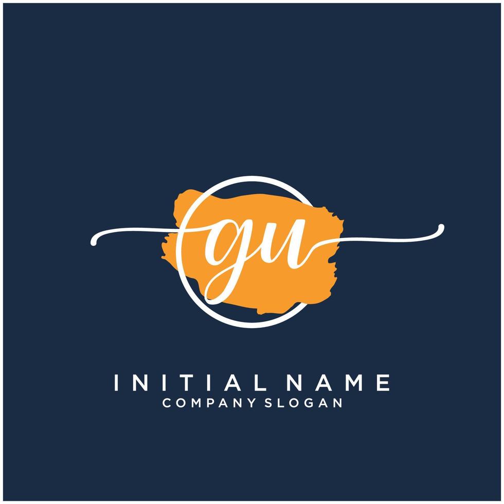 Initial GU feminine logo collections template. handwriting logo of initial signature, wedding, fashion, jewerly, boutique, floral and botanical with creative template for any company or business. vector