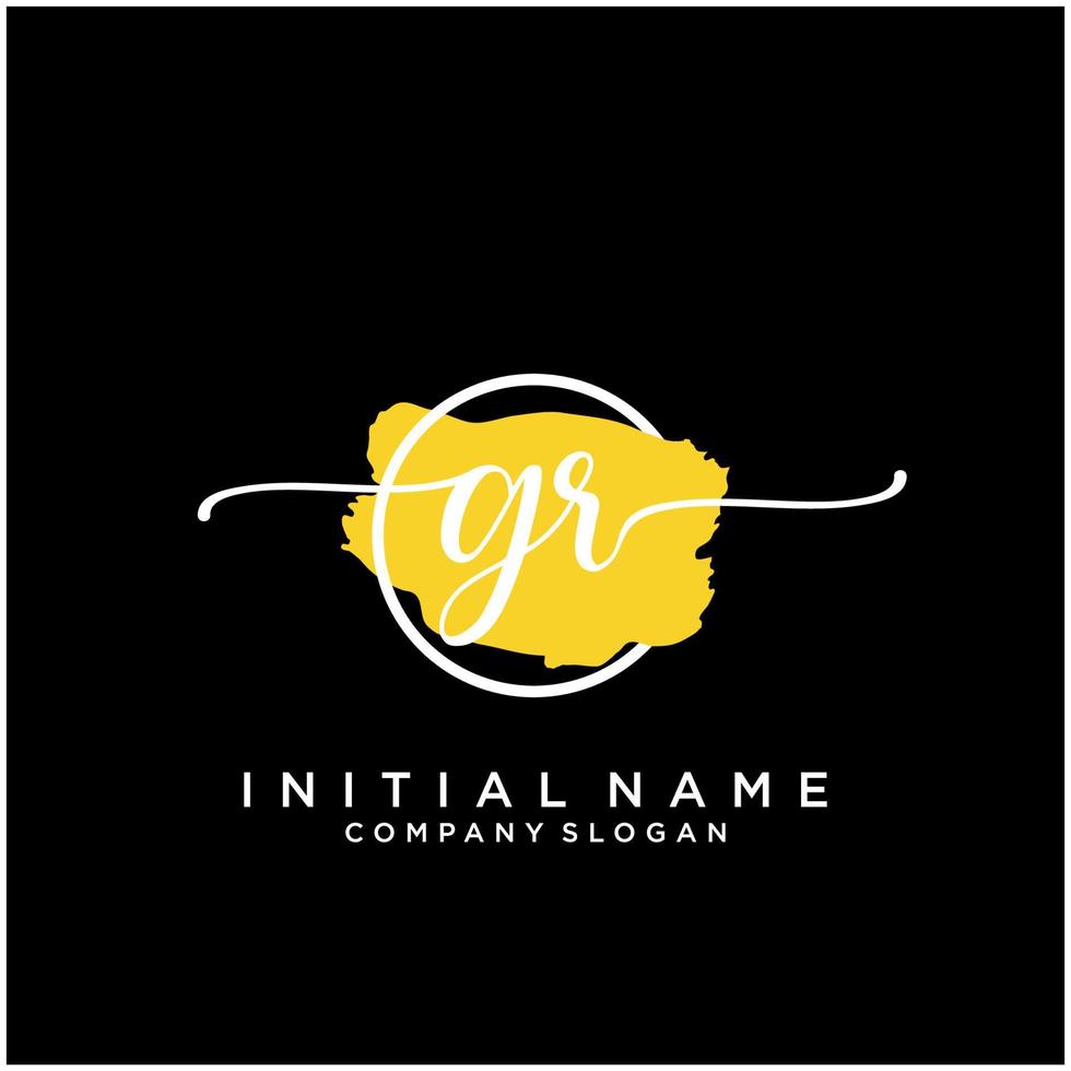 Initial GR feminine logo collections template. handwriting logo of initial signature, wedding, fashion, jewerly, boutique, floral and botanical with creative template for any company or business. vector