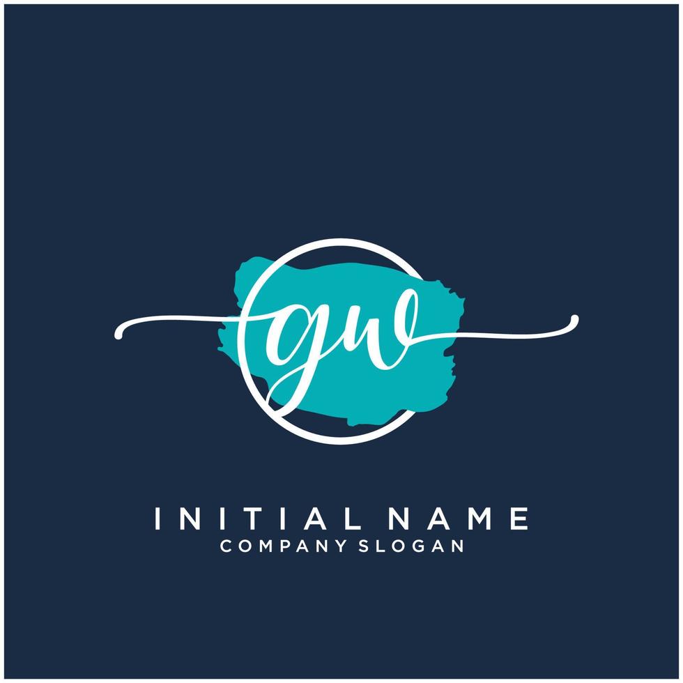 Initial GW feminine logo collections template. handwriting logo of initial signature, wedding, fashion, jewerly, boutique, floral and botanical with creative template for any company or business. vector
